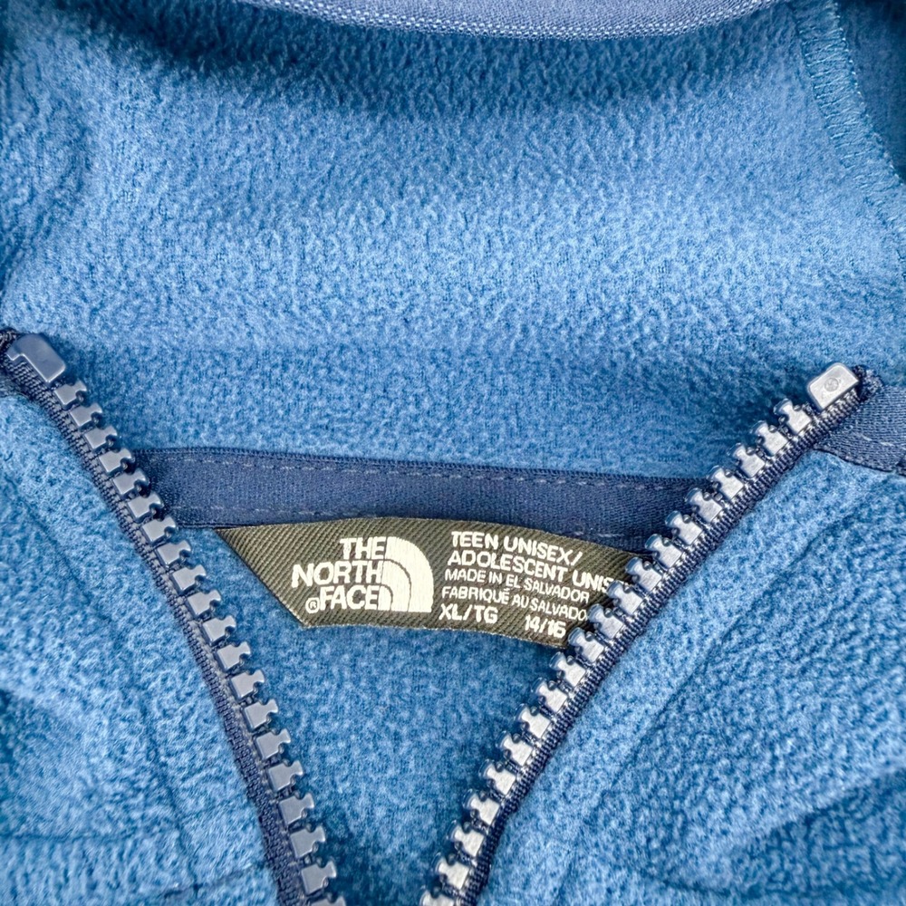 The North Face Blue Colorblock Full Zip Fleece Hoodie Teen Unisex XL 14/16 - Picture 2 of 6